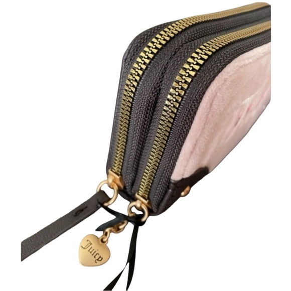 NWT JUICY COUTURE Voloure Pibk & Brown Double Zip Around Walle.As seen on live - Picture 3 of 6